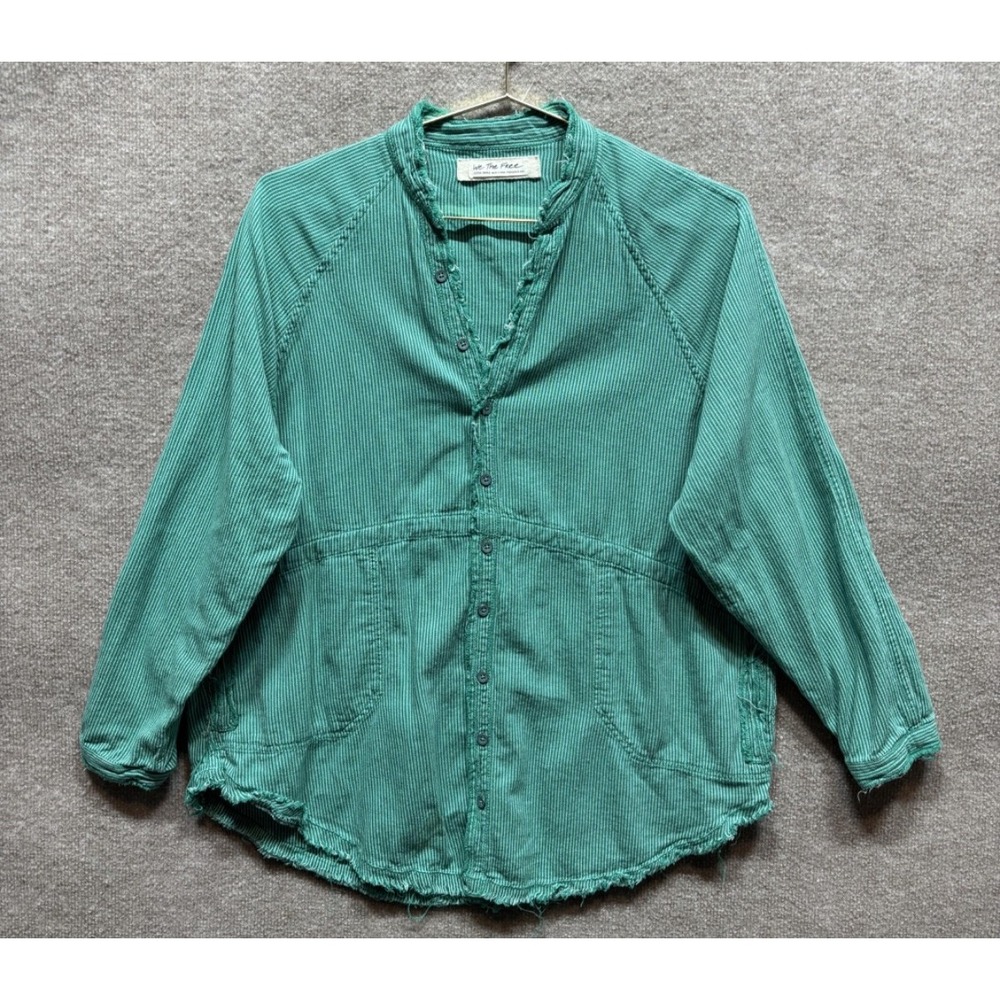 Free People We The Free Button Up Oversized XS Green Summer Daydream Gauze EUC